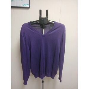 Brooks Brothers 346 Supima Cotton‎ Mens L V-Neck Pullover Sweater Purple